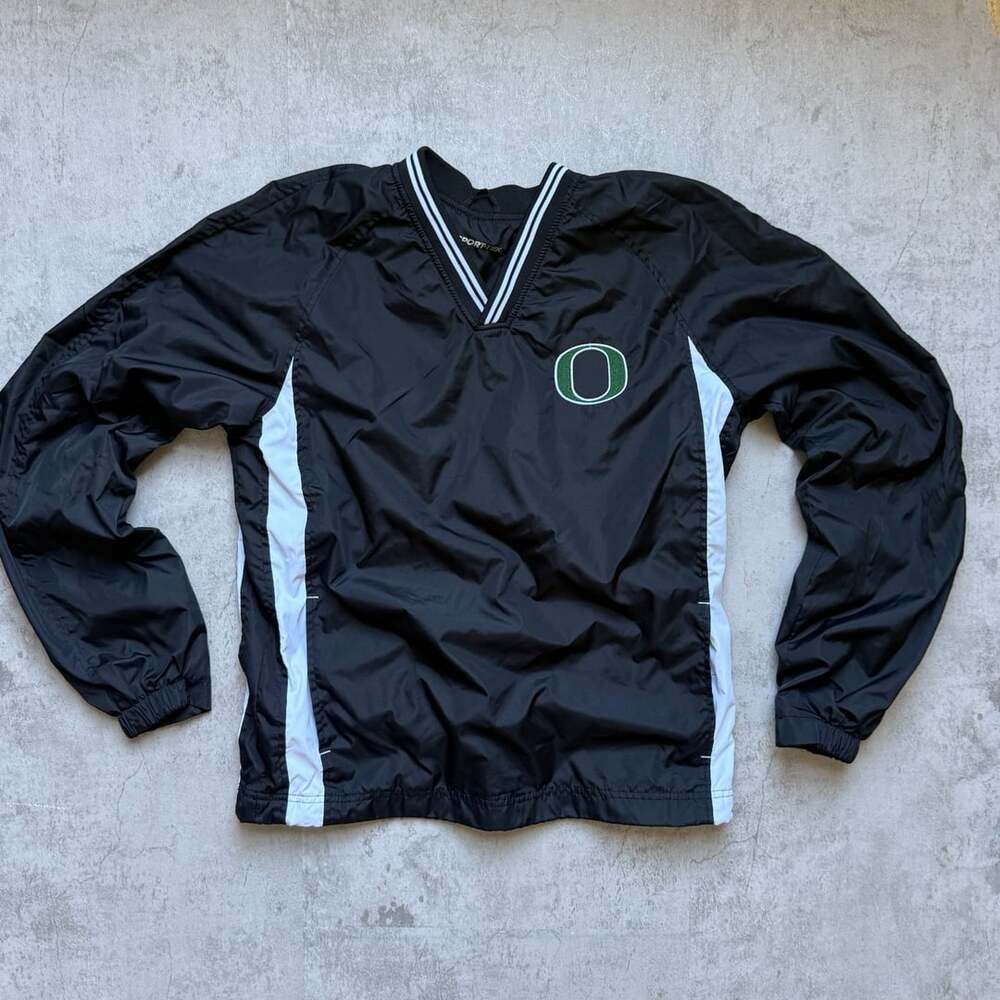 Vintage organ black with white stripes windbreaker